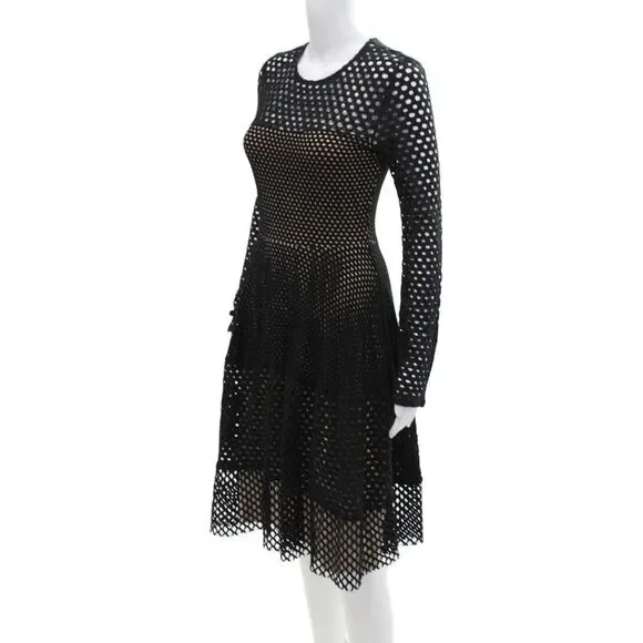 BCBG Max Azria Womens Mesh Layered Zipped Sheath Dress Black Size S - Picture 2 of 7